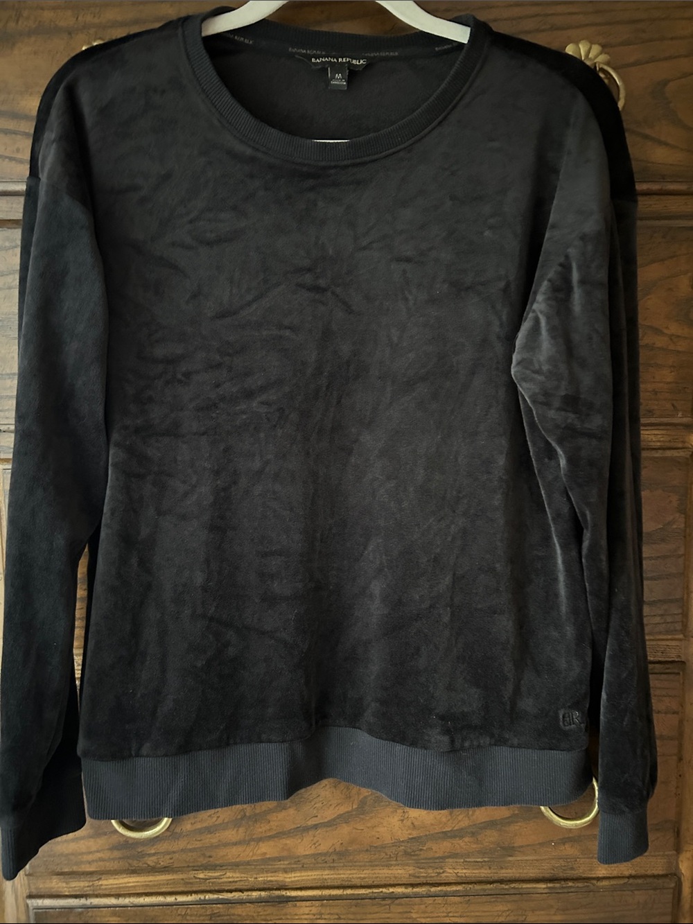 Banana Republic Black Velvet Crewneck Pullover